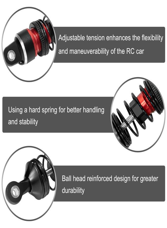 LRFHL Aluminum RC Shock Absorber Front Rear Adjustable Springs Shock Damper Upgrade Part for Traxxas 1/16 Mini Slash BL-2S 4x4 Short Course Truck 108164-1 (4PCS, Red) - Image 3